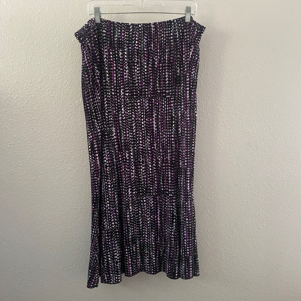 Vintage Y2K Purple Midi Skirt XL/P Dark Feminine Artsy Whimsygoth Stretch Summer